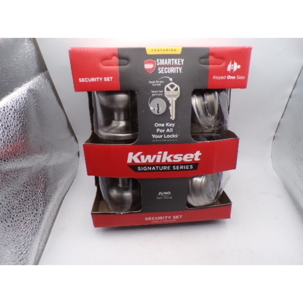 Kwikset Juno Signature Security Set Satin Nickel SmartKey Knob w Deadbolt NO KEY